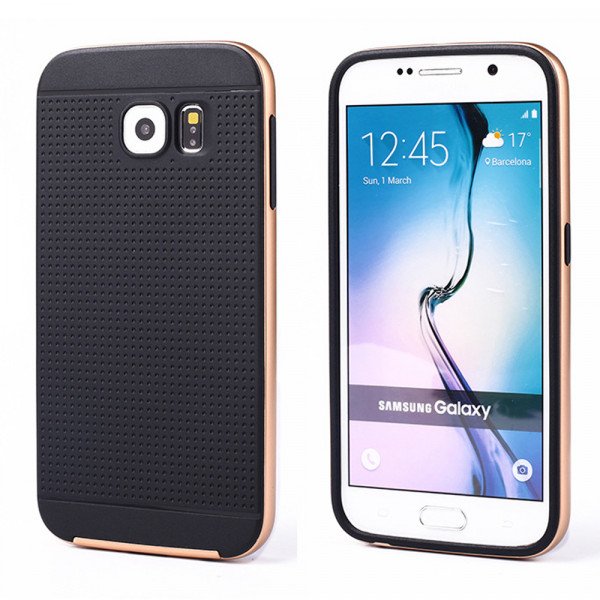 Wholesale Samsung Galaxy S6 Iron Bumper Hybrid Case (Champagne Gold)